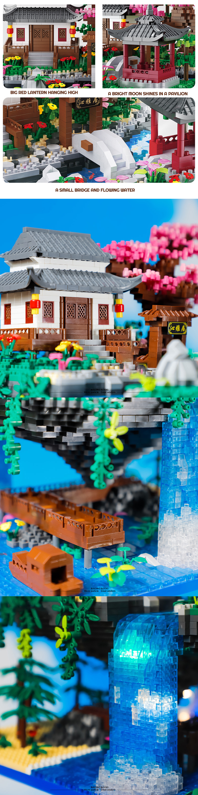 Mini Micro Bricks】BALODY 16260 Peach Blossom Pool Modular