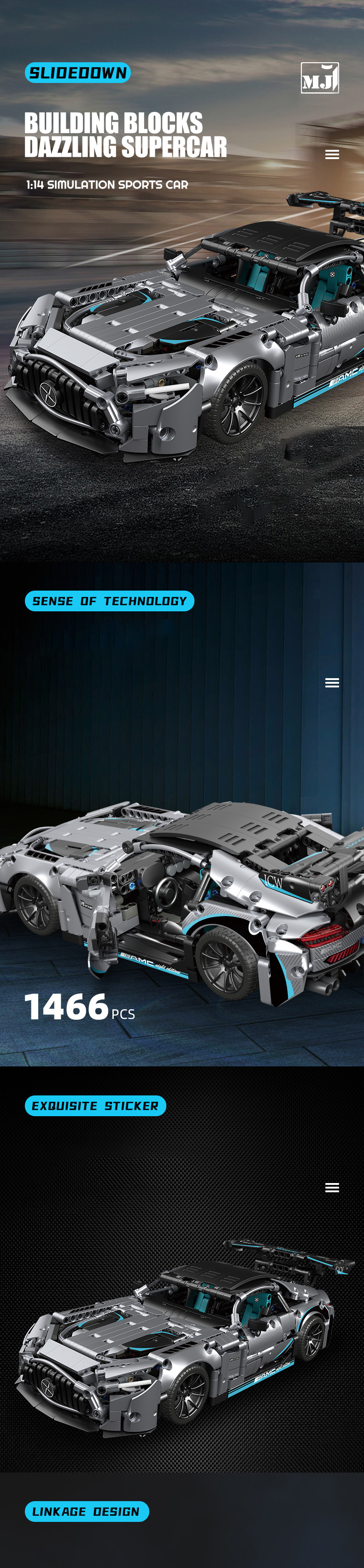 マーチページ MJI8620A Static version Technic 1:14 Plated AMG Super Car Building