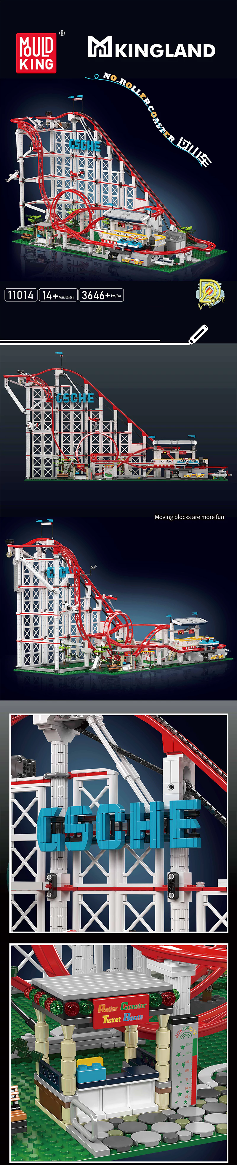 Mould King 11013 Set di costruzione di montagne russe a doppia elica
