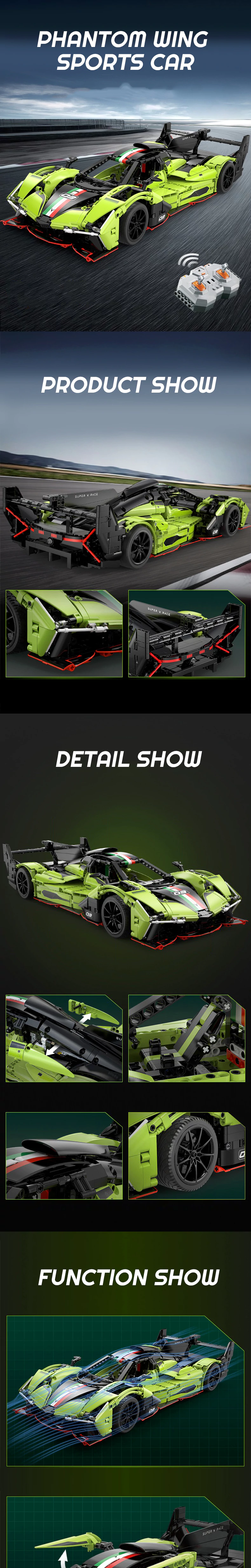 CaDA Phantom Wing Sports Car 1:10 LEGO Sports Car Set