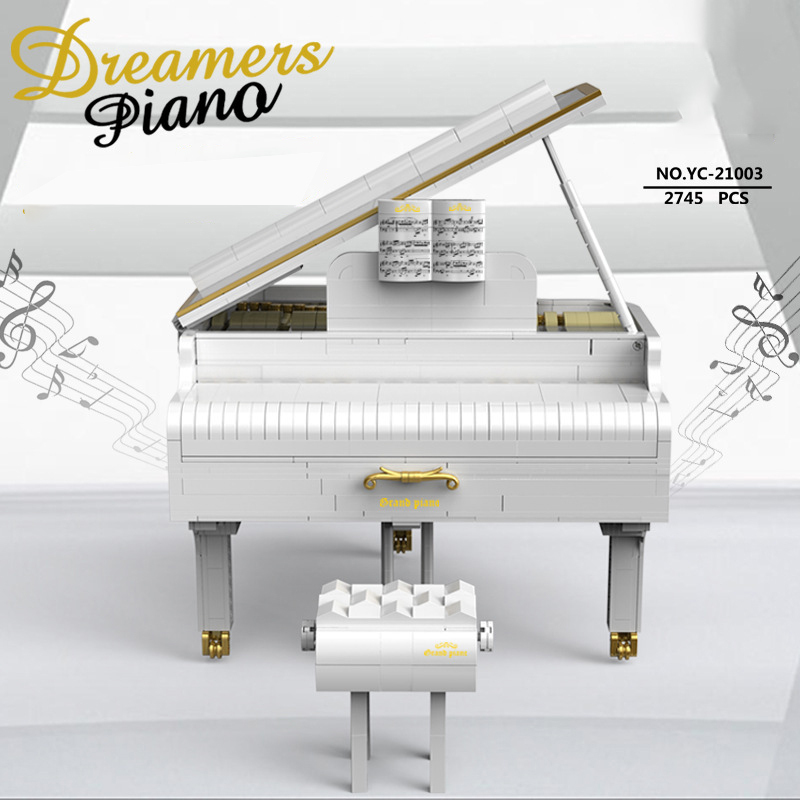 {With Present roses}HAPPY BUILD YC-21003 Creator Expert White Dreamer Piano Building Blocks 2745±pcs Bricks from China.