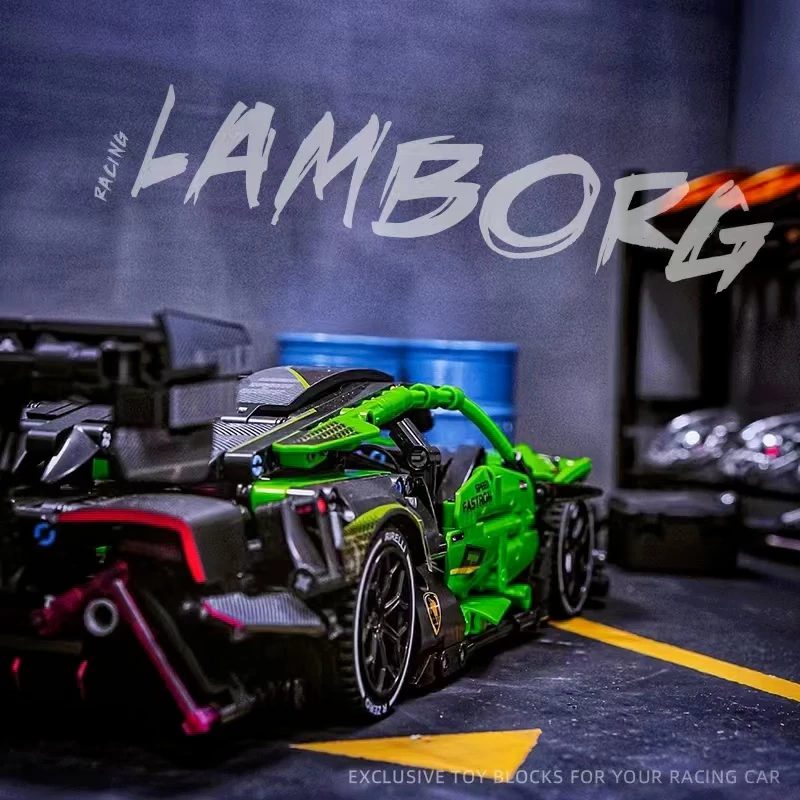 Custom 8606 Lamborghini Green Sports Car Technic