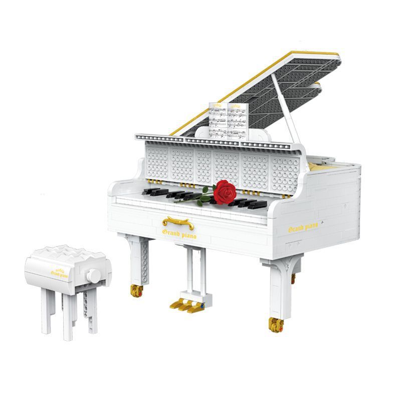{With Present roses}HAPPY BUILD YC-21003 Creator Expert White Dreamer Piano Building Blocks 2745±pcs Bricks from China.
