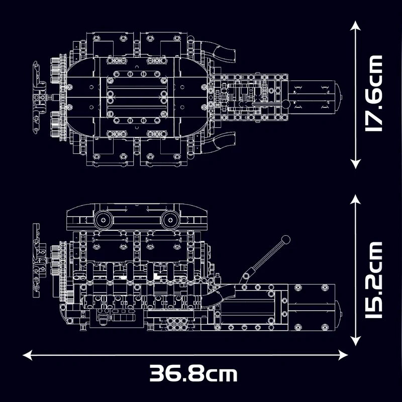MouldKing 10202 Lambo Supercar V12 Engine+Transmission Technic