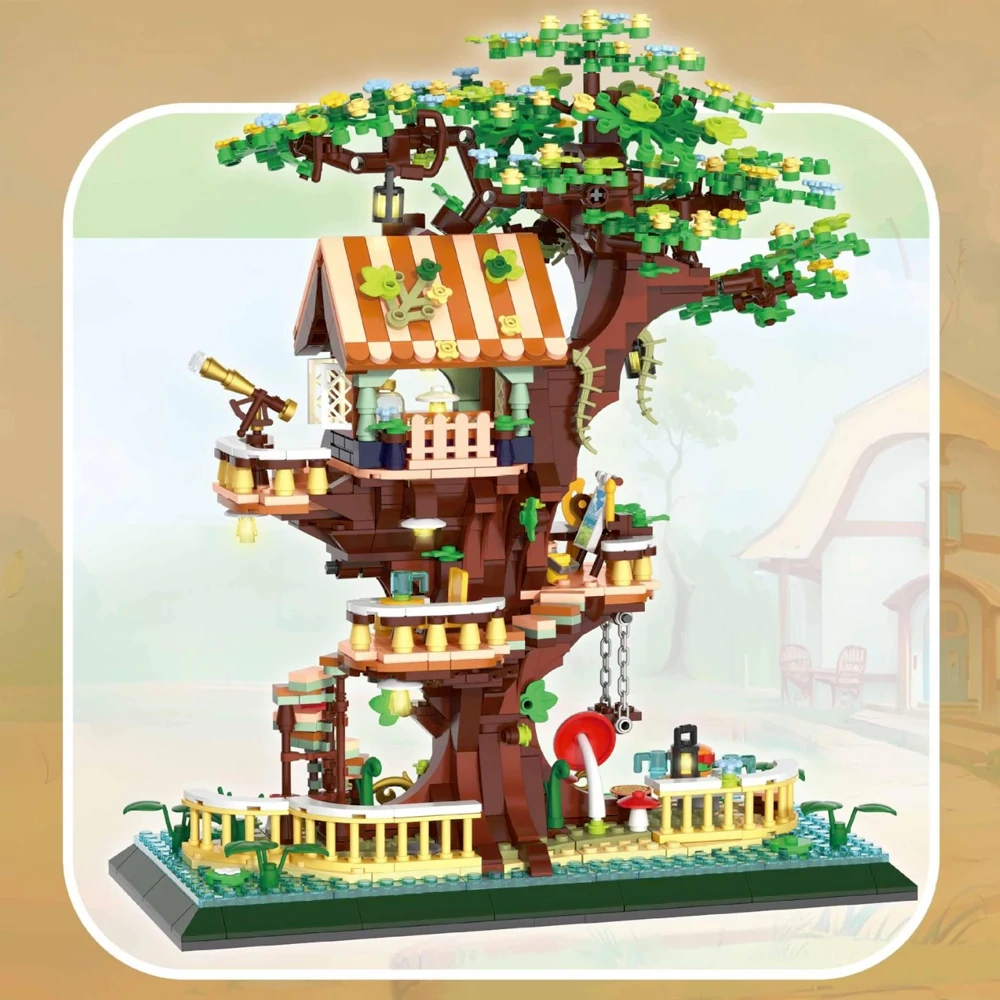 [Mini Micro Bricks] ZHEGAO 642005 FUNNY TREE HOUSE Modular Buildings