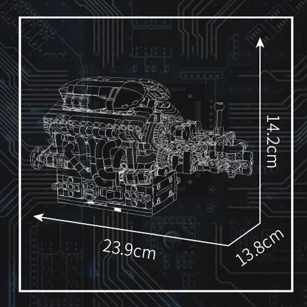 MouldKing 10226 FE Supercar V12 Engine Trensmission Technic