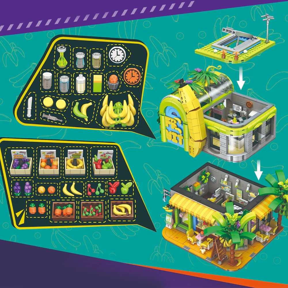 JIESTAR Banana Shop LEGO MOC Sets Fans