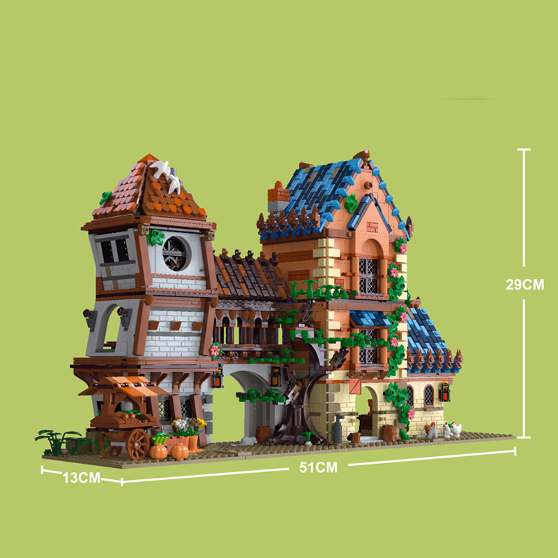 JIESTAR 89151 Historical Medieval Castle Medieval Tavern Buliding Blocks 2843pcs Bricks Toys Model Ship From China