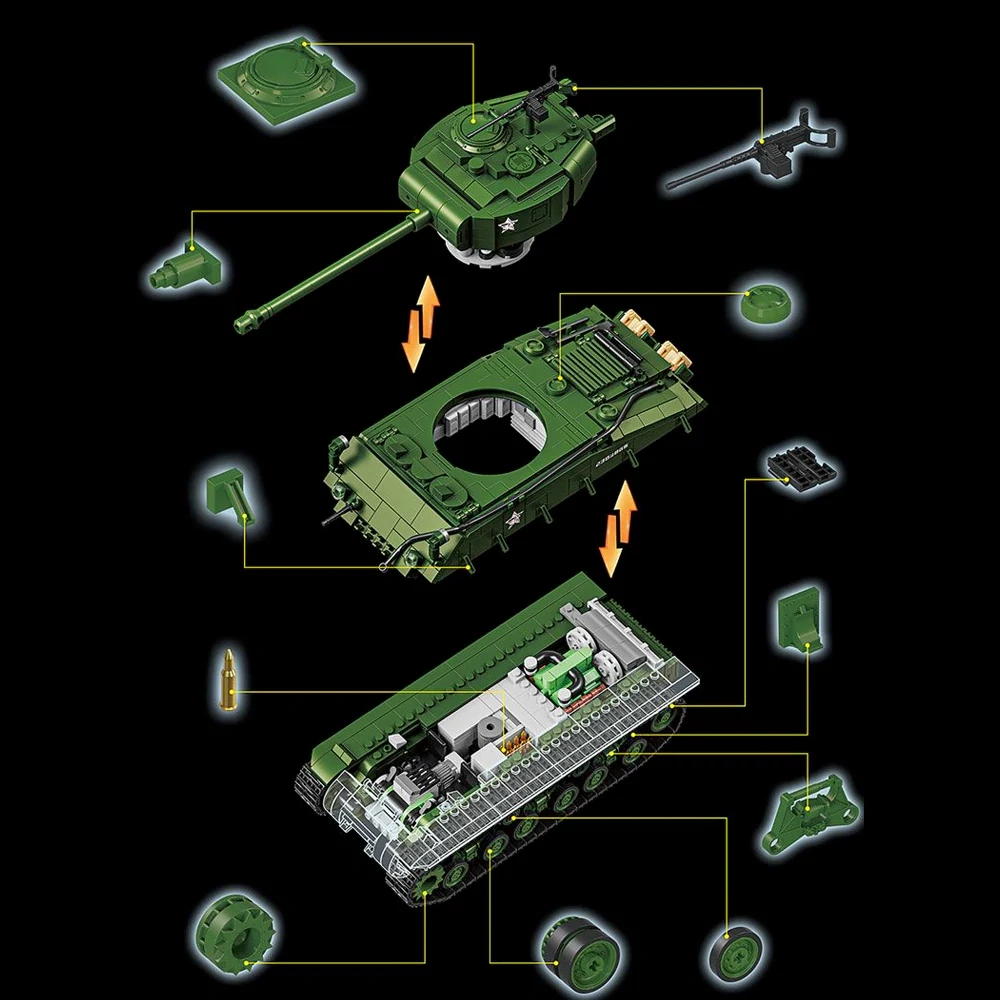 12GO 97010 M4 Sherman Medium Tank Military