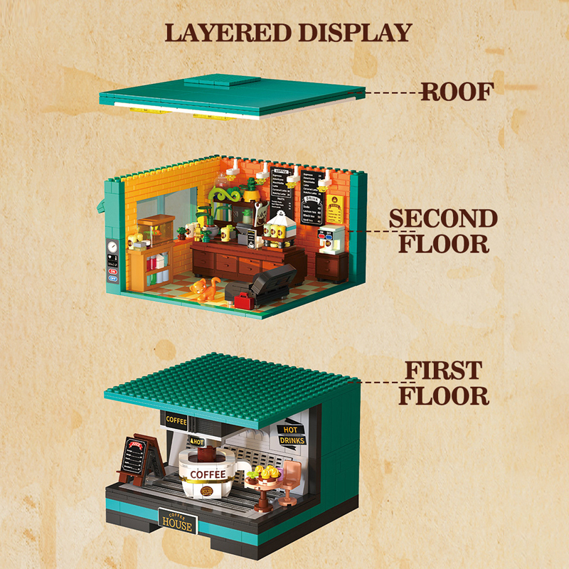 {Mini Micro Bricks} ZheGao DZ6135 Creator Coffee Creative Park Building Blocks 1228±pcs Bricks from China.