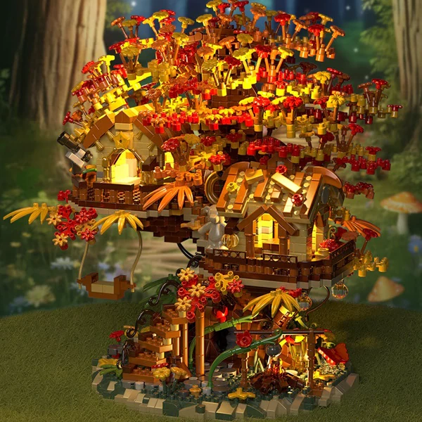 [Mini Micro Bricks] YKO Autumn Forest Tree House Combination Modular Buildings