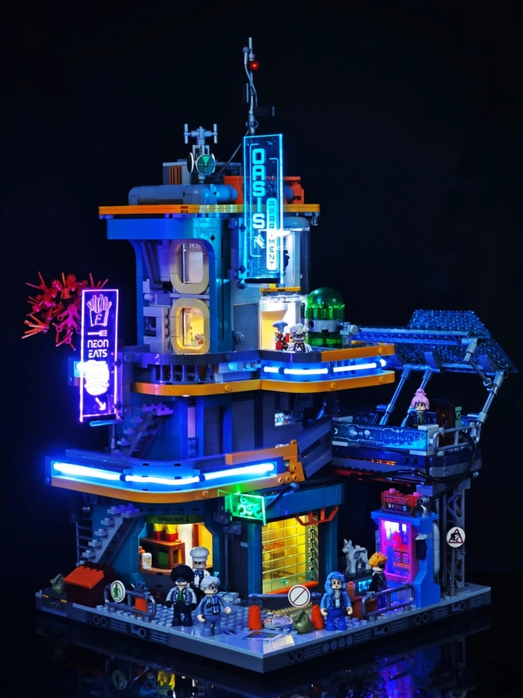 FunWhole F9042 Cyberpunk Neon City: Neon Oasis Modular Buildings