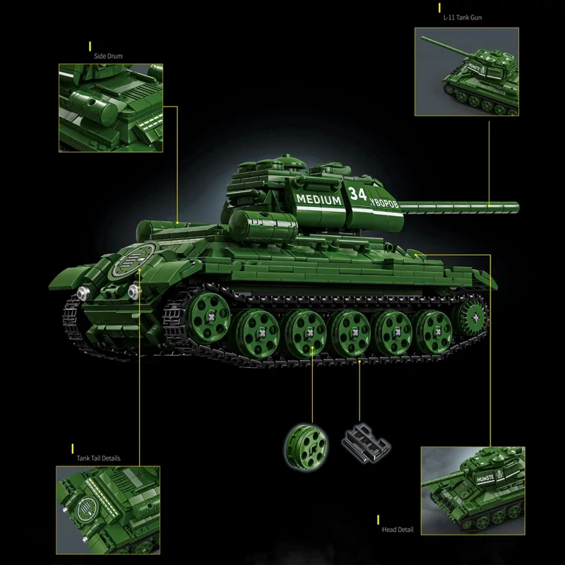 [Pre-sale] LeYi 66051 T34 HEAVY TANK Military