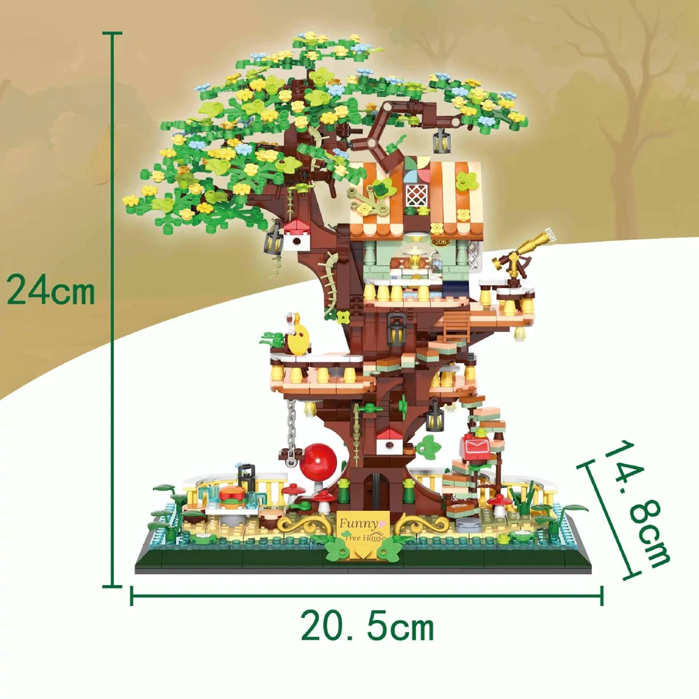 [Mini Micro Bricks] ZHEGAO 642005 FUNNY TREE HOUSE Modular Buildings