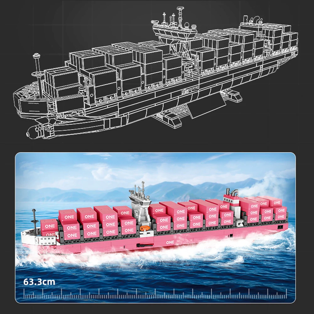 JIESTAR JJ9217 Pink Cargo Ship FREIGHTER CONTAINER SHIP Technic