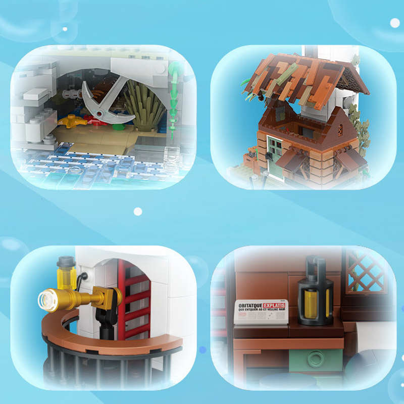[Mini Micro Bricks] ZHEGAO 613003 Fishing Village Lighthouse Modular Buildings