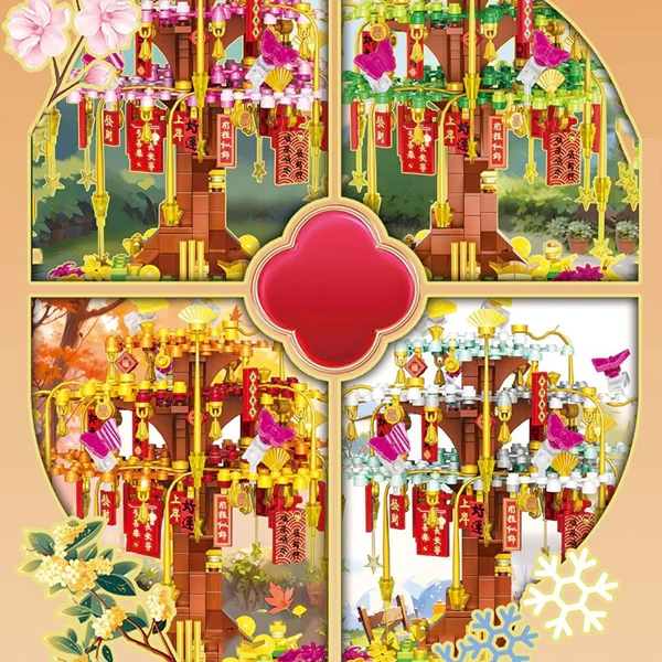 [Mini Micro Bricks] ZHEGAO 663022 Four Seasons Wishing Tree Creator Expert