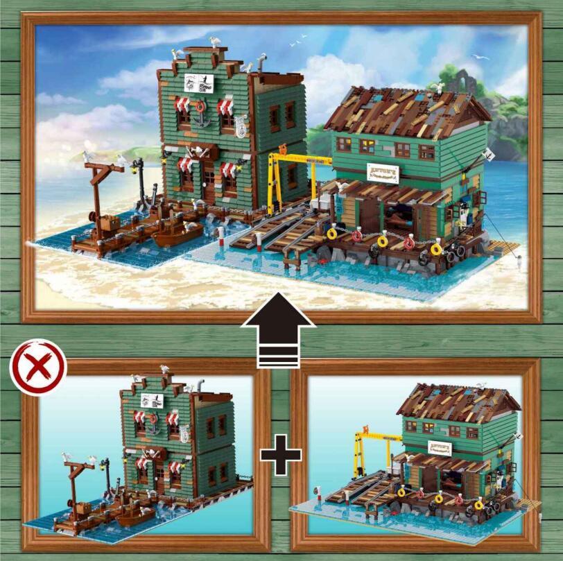 Urge 30106 Creator Series Fisherman's Cabin at Shipyard Pier Building Block 3281pcs Bricks Toy from China
