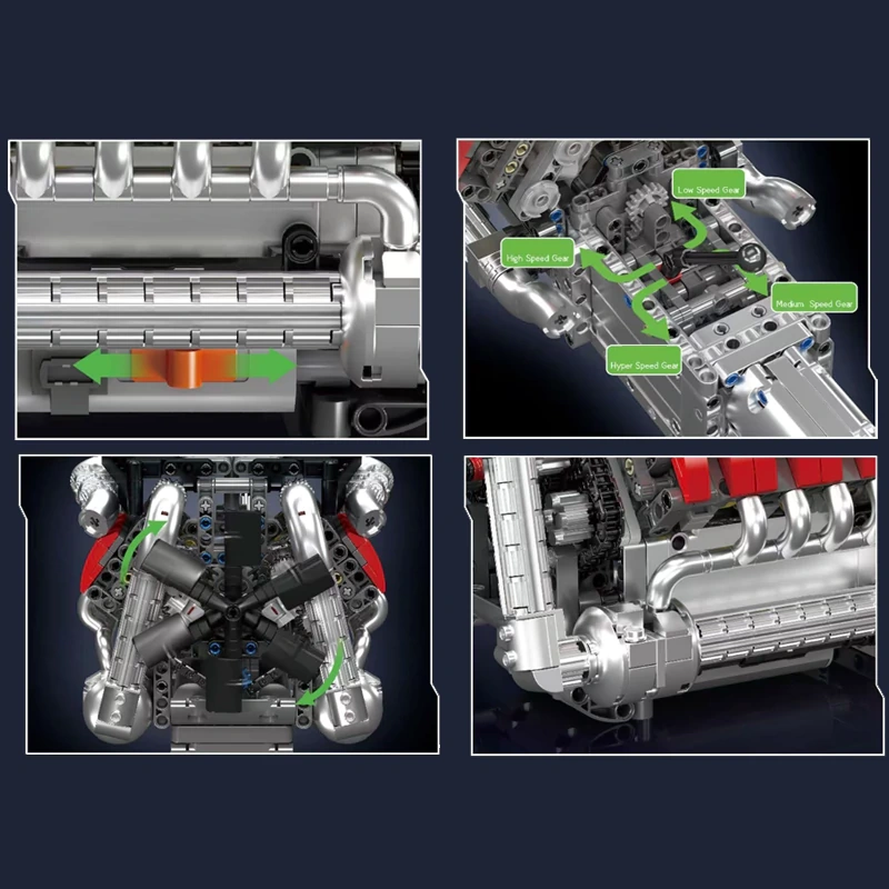 MouldKing 10203 M8 Car Engine Transmission Technic