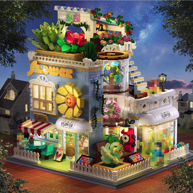 {Mini Bricks} ZHEGAO DZ6120 Creator Succulents Store Toys Building Blocks 2091±pcs Bricks from China.