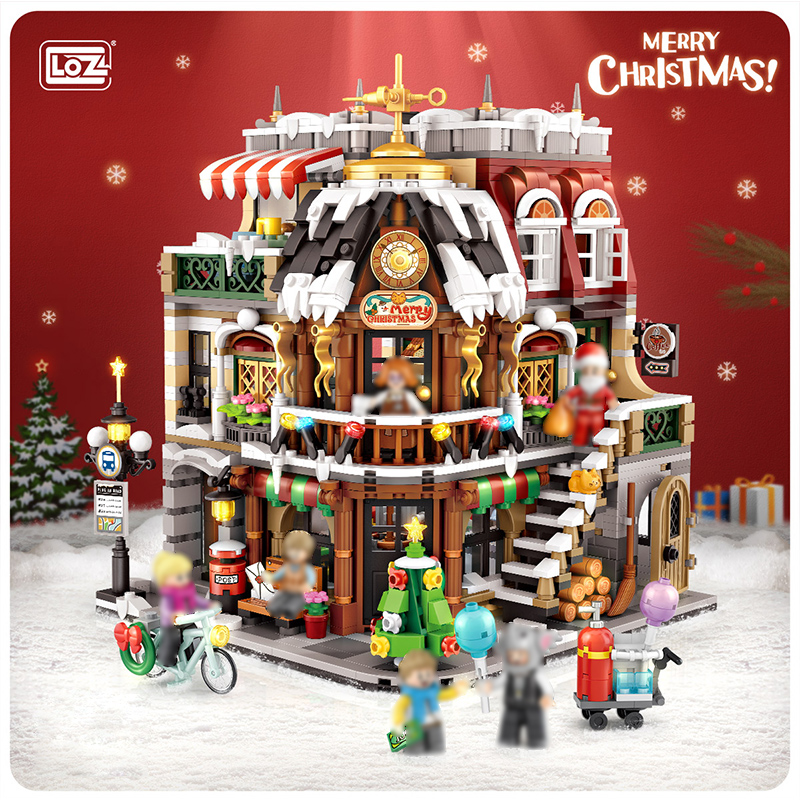 Mini Micro Bricks] LOZ 1054 Christmas Coffee House Modular Buildings