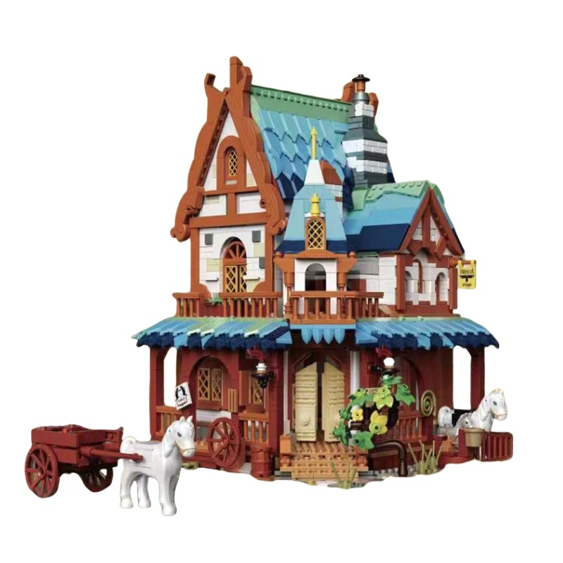 [Mini Micro Bricks] ZHEGAO 613007 Medieval Post Station Building Modular Buildings