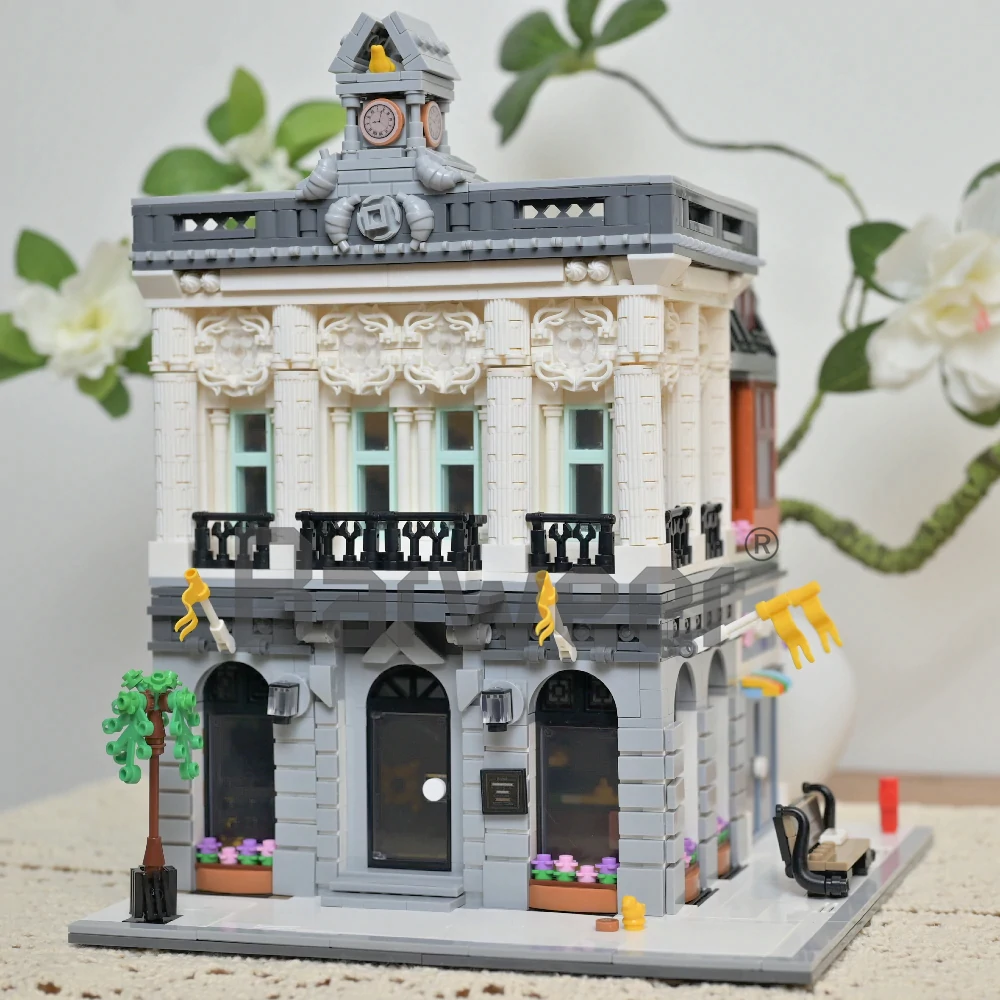 [Mini Micro Bricks] JiQing JQ10004 Bank Modular Building Set with Lighting