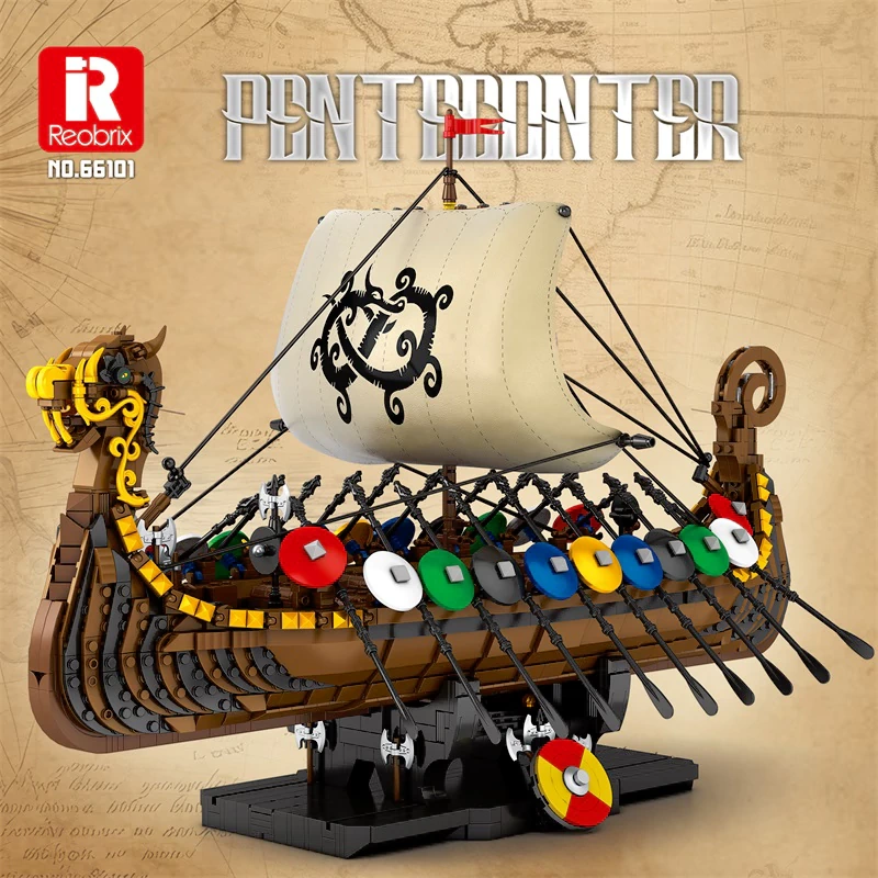 Reobrix 66101 Penteconter Viking longship Historical Europe Warehouse Express