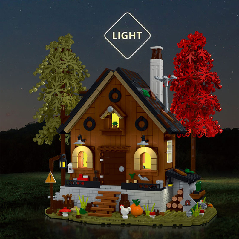 {With Light} Mork 031072 Creator Expert Forest Cabin Modular Buildings Blocks 1643±pcs Bricks from China.