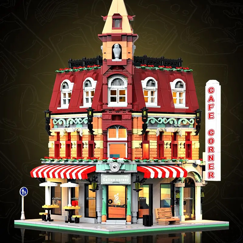 [Mini Micro Bricks] JiQing JQ10001 Corner Coffee Shop Modular Buildings