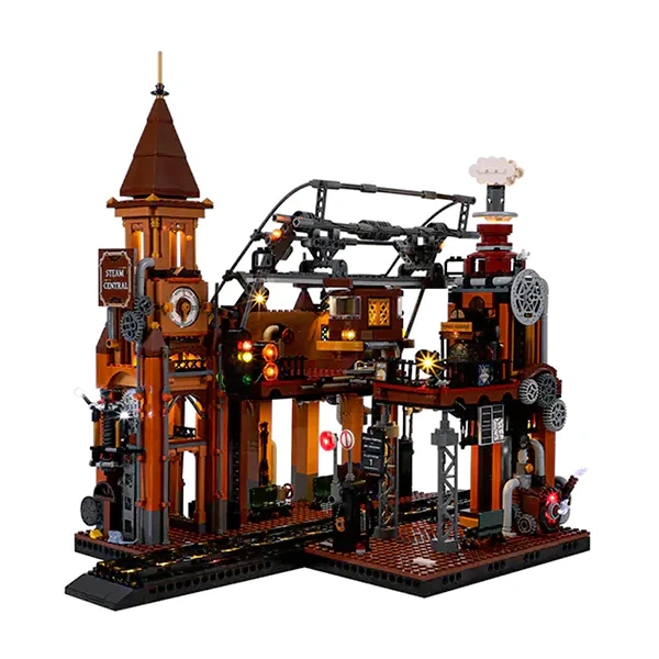 FunWhole FH9007 Steampunk World Series Steampunk Train Station Building Blocks 1843pcs Bricks Toys Model From China