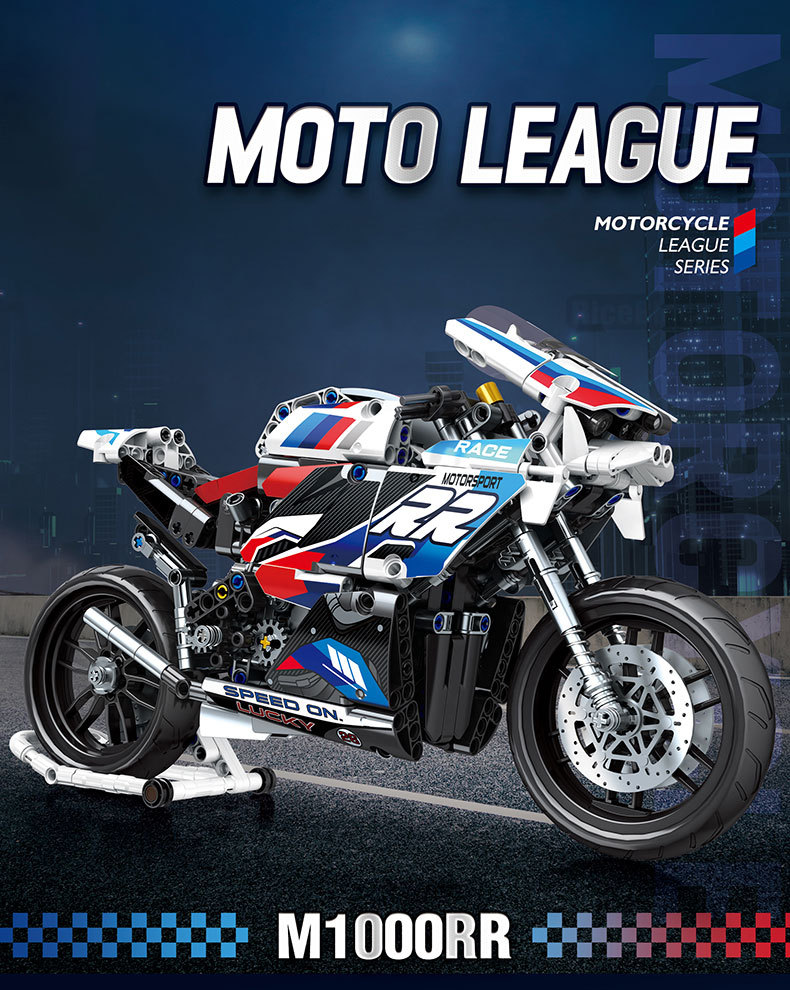 JuHang 82003 MOC Technical Ideas Motorcycle Model Building Blocks BMW S1000RR 768pcs bricks from China