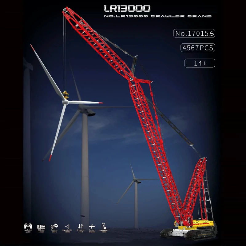 [With Motor] MouldKing 17015S LR13000 Crawler Crane Liebherr Technic