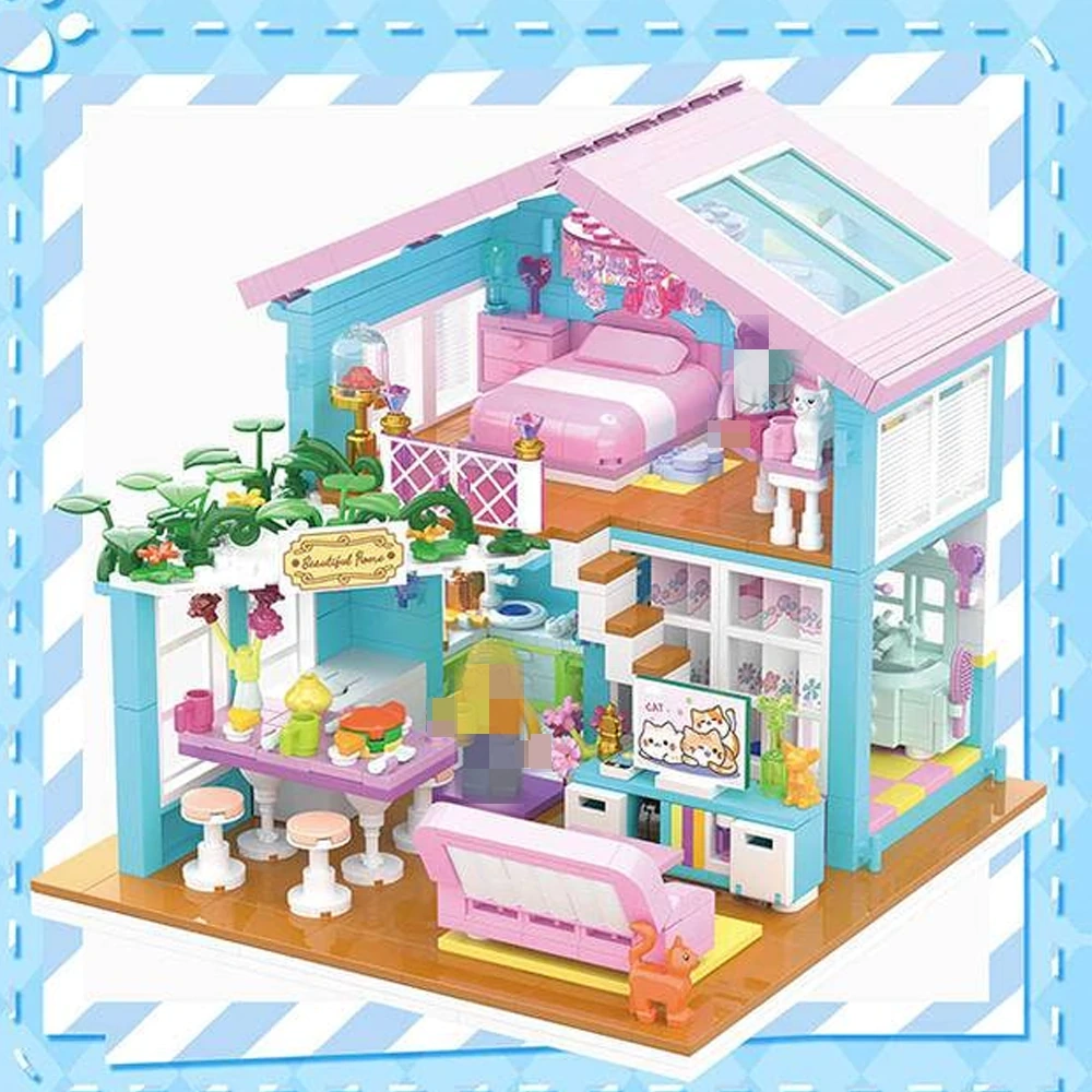 [Mini Micro Bricks] ZHEGAO 612053 Cat's New Home Modular Buildings