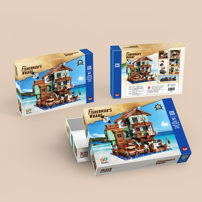 【MIni Micro Bricks】ZHEGAO 00421 Fishman's Wharf Creator Expert Building Blocks 2046±pcs Bricks Model From China