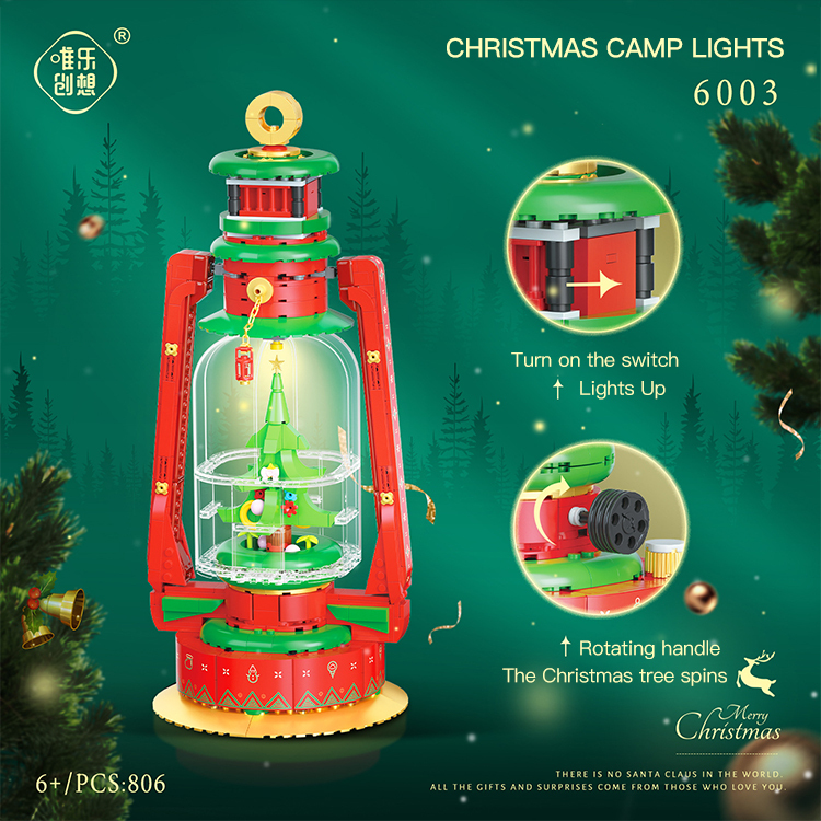 WeiLe 6003 Creator Christams Camping lights Building Blocks 806pcs Bricks Christmas Toys Gift From China Delivery.