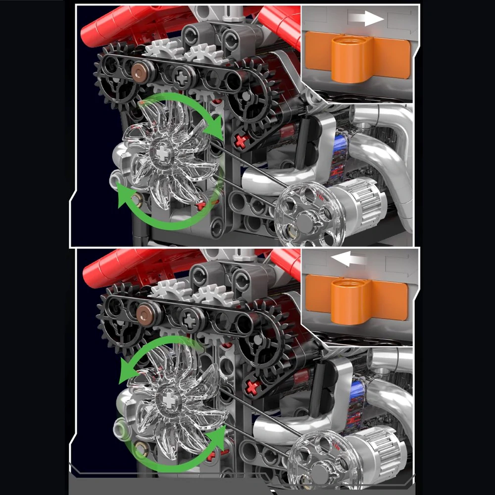 MouldKing 10226 FE Supercar V12 Engine Trensmission Technic