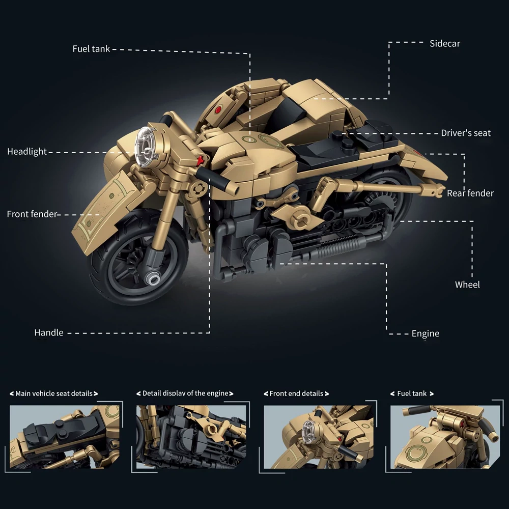 Leyi 66090 R-75 Sidecar Motorcycle Military