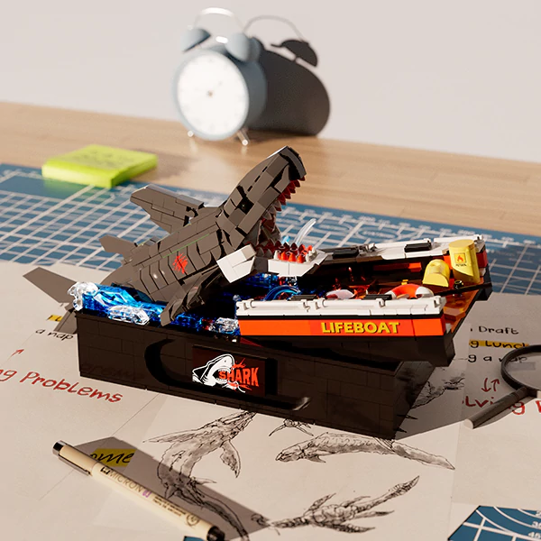 Bricklee 10801 Great White Shark Attack Scene Creator Expert