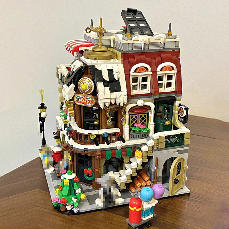 Mini Micro Bricks] LOZ 1054 Christmas Coffee House Modular Buildings