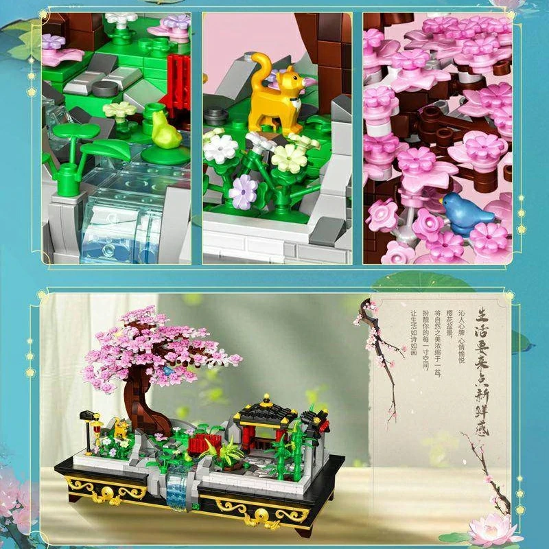 [Mini Micro Bricks] ZHEGAO 663500 Cherry Blossom Bonsai Creator Expert