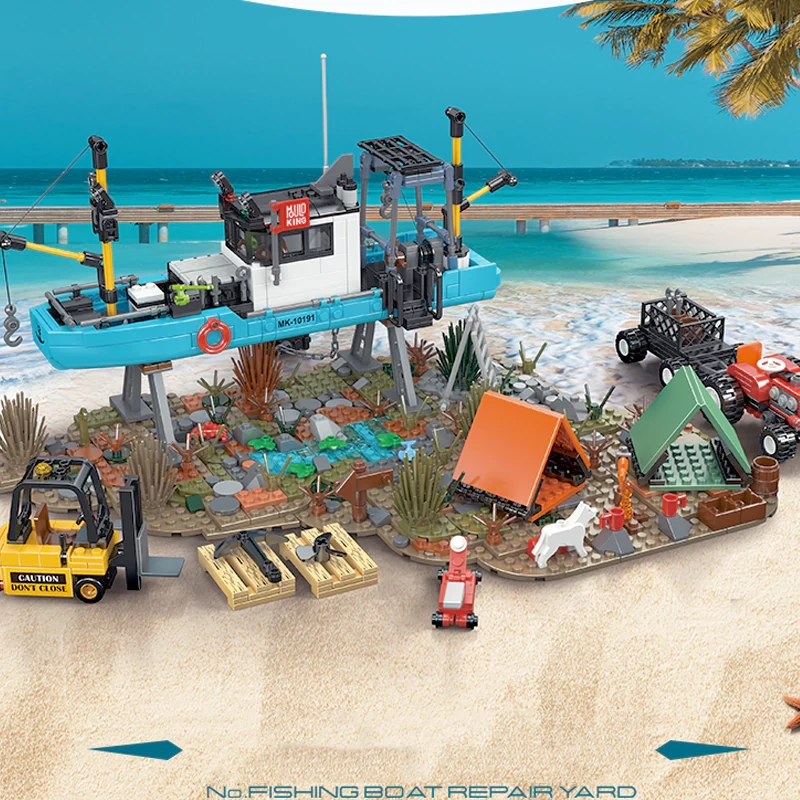MouldKing 10191 FISHING BOAT REPAIR YARD Modular Buildings