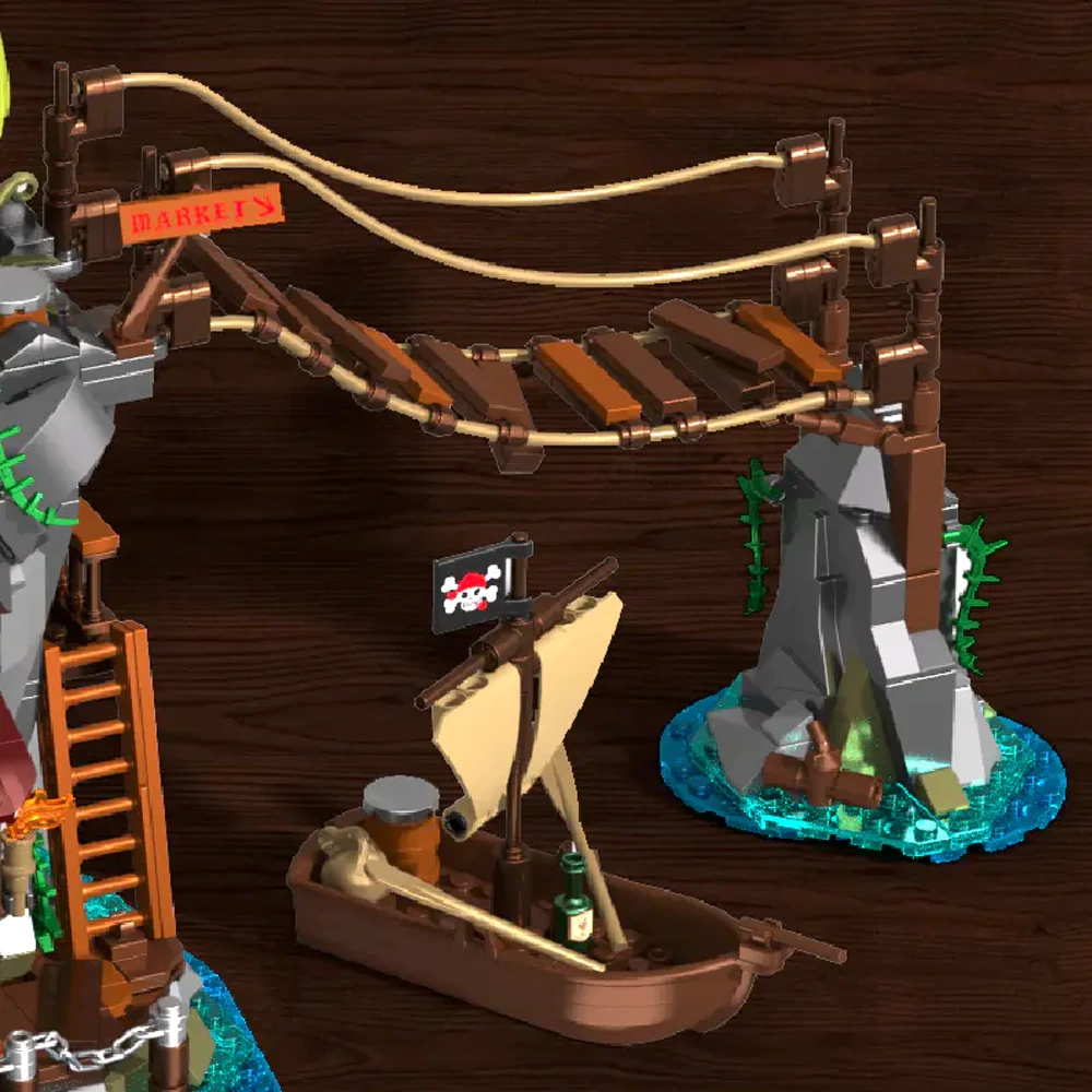 Iambrick 31112 Cliffside Broken Mast Cabin Historical