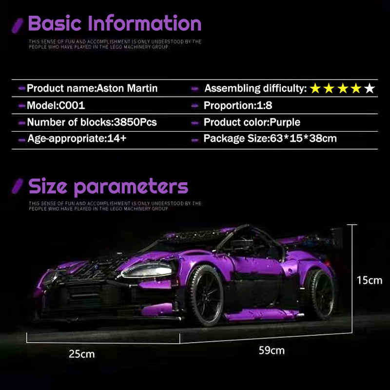 CaCO C001 Technic Aston Martin Vantage GT3 building blocks 3850pcs