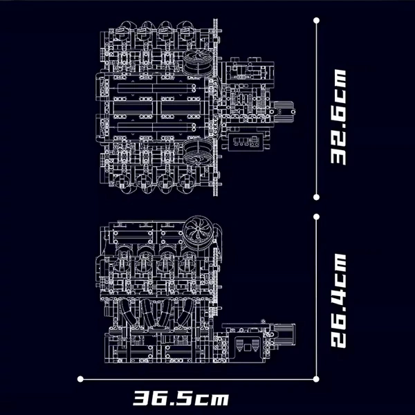 [With Motor]  MouldKing 10130 F488 Supercar V8 Engine Technic