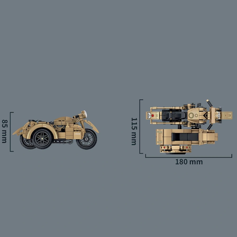 Leyi 66090 R-75 Sidecar Motorcycle Military