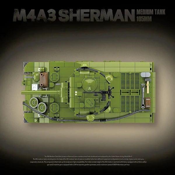 QUANGUAN 100277 M4A3 Sherman Medium Tank 105MM Military