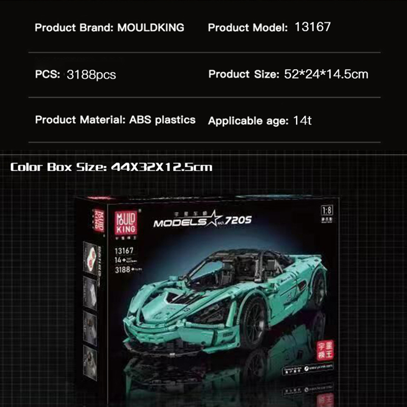 Mould King 13167 Technic McLaren 720S Sports Car Building Blocks 3188pcs Bricks Toys From China Delivery.