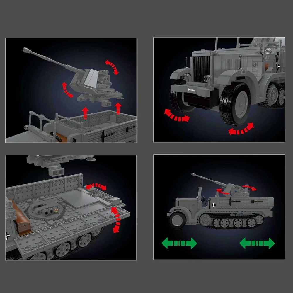 MouldKing 20048 German 3.7cm Flak Half-Track Vehicle Military