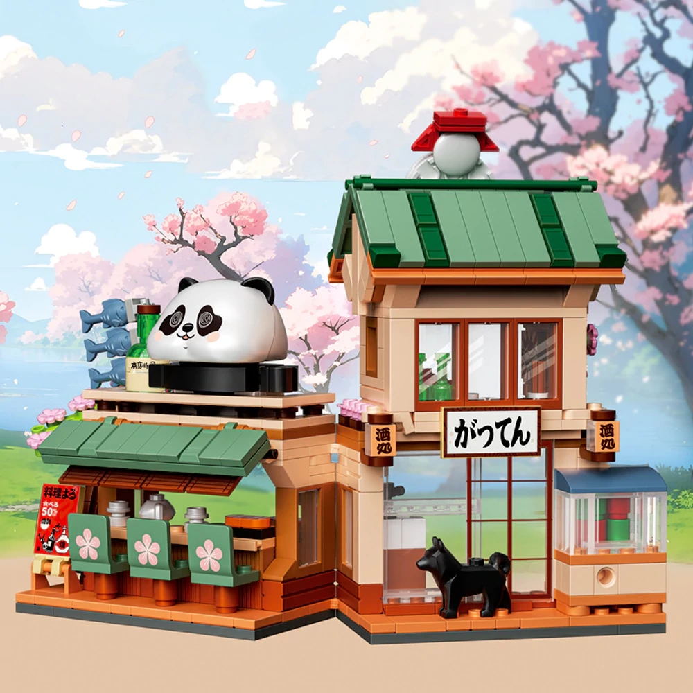 [Mini Micro Bricks] ZHEGAO 613025 Panda Izakaya Modular Buildings
